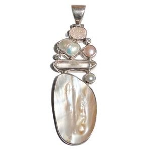 Starborn 925 Sterling Pearl and Druzy Pendant